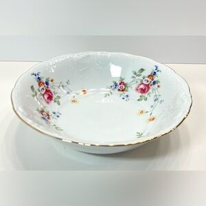 Vintage Wawel Poland Porcelain Floral Gold Trim Dinnerware - large serving bowl